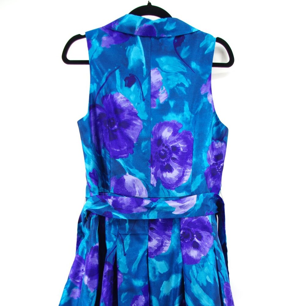 Dressbarn Women’s Sleeveless Fit & Flare Dress Blue Purple Floral Print Size 14 - Picture 3 of 6